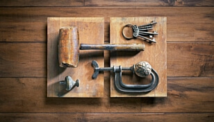 woodworking tools used to make shade variation on wood planks